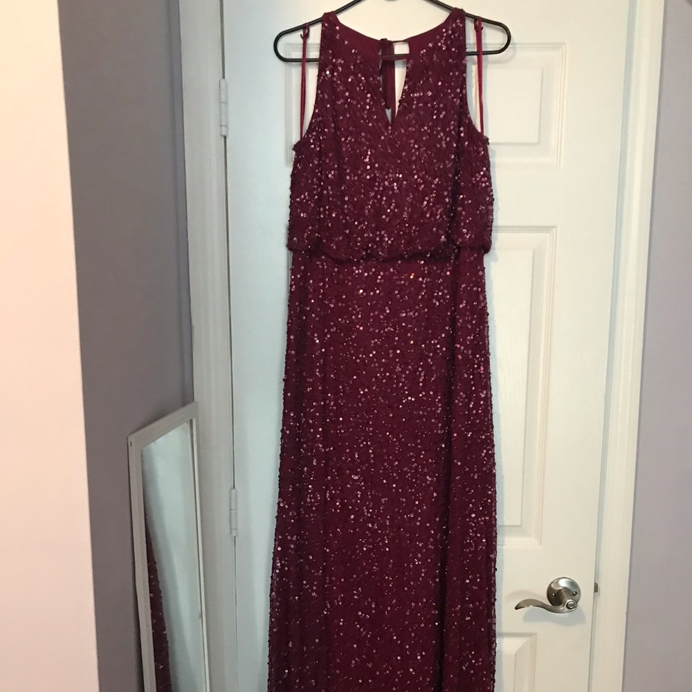 Adrianna Papell wine beaded gown size 12.